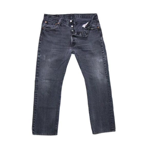 Grey 501 Levis Jeans Distressed Faded Button Fly - Picture 1 of 3